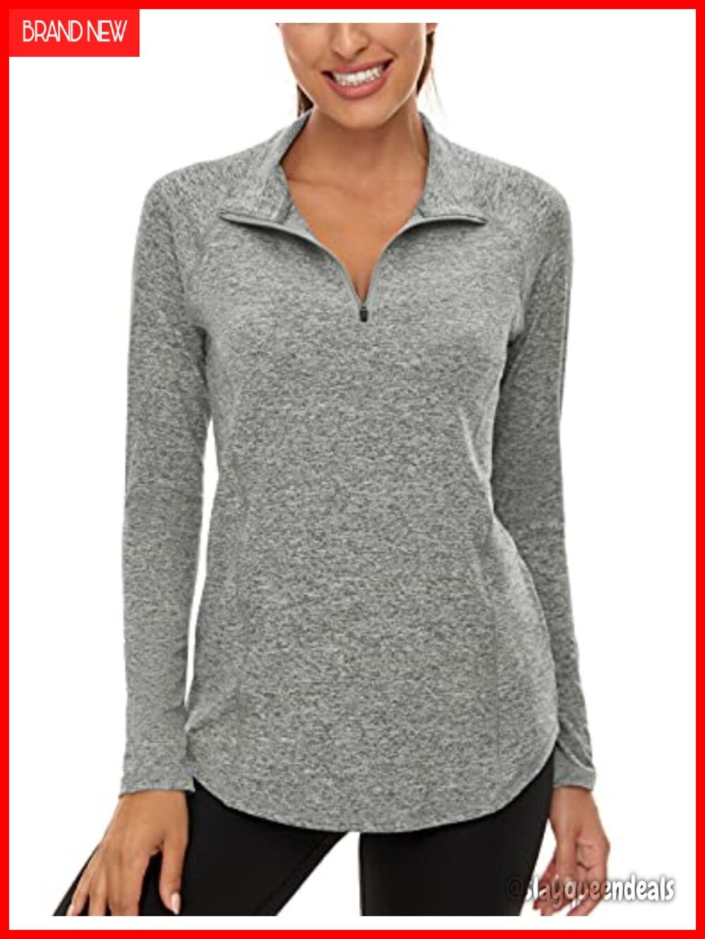 Long Sleeve Quarter Zip Pullover Workout Top UPF 50+ Athletic Hiking Running